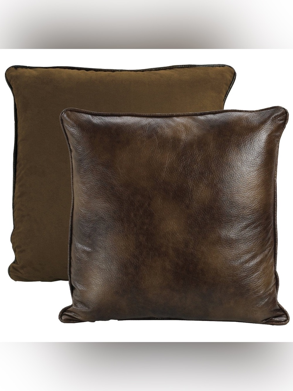 Paseo Road by HiEnd Accents Brown Faux Leather Reversible Euro Sham, 27"x27